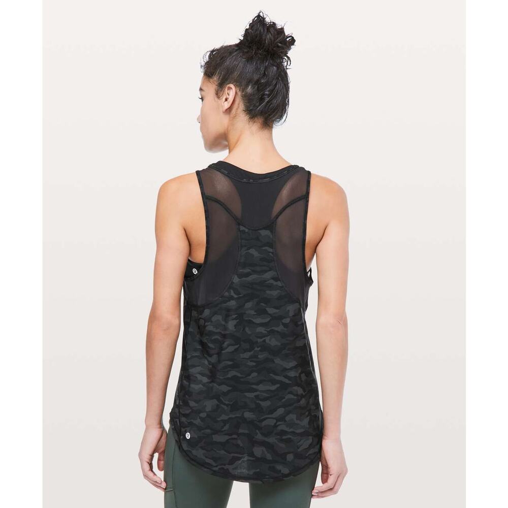 Lululemon Sculpt Tank II Sequoia Camo Print Deep Coal Black sz 4 - Picture 2 of 4
